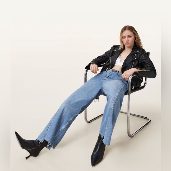 ALL SAINTS BALFERN Leather Biker jacket in Gold - Picture 5 of 17